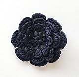 Baby Deer Clips ヘアクリップ for ベビー キッズ 大きめニットフラワー (ダークネイビー)