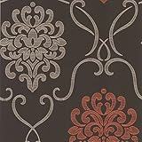 Decorline DL30445 Modern Damask Wallpaper, Brown by Decorline
