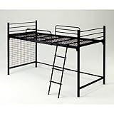 岩附（IWATSUKI）ロフトベッド パイプベッド シングル ベッド ハイベッド ブラック IWB-700 BK