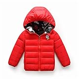 InitialG【イニシャルジー】キッズ ダウンコート ダウンジャケット トップス 無地 フード付き リバーシブル 2way 男女兼用 021-xzh-8808(140 レッド )