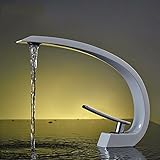 awxjx Washroomシンクミキサータップ銅バスルームホワイトBakingペイントWash面プレートSit単一穴Ceramicsホットとコールド