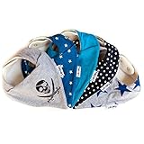 Lovjoy Bandana Bibs - Pack of 5 Boy Designs (Simply Blue)