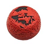 中国スタイルブラック風景柄彫漆宝石箱の2つの小品