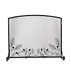 Pine Coneフラットガード暖炉スクリーン、スモール – 38 L x 31 W x 12.75 H ブラック 66F38BK