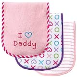 Luvable Friends I Love Mommy and Daddy Baby Burp Cloths, Pink Daddy, 3-Count by Luvable Friends [並行輸