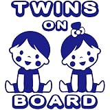 TREZ TWINS ON BOARD 双子 ツインズ BOY&GIRL 男の子 女の子 兄妹 姉弟 ステッカー 【BABY IN CAR】 (ブルー)