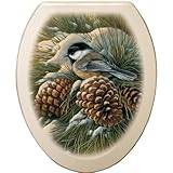 Comfort Seats C1B4E2-761-01OB December Dawn Chickadee Elongated Bone Toilet Seat, Oil Rubbed Bronze 