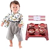 FUN fun (ファンファン) お食い初め 服 袴ロンパース 紅白麺 男の子 兜 50～60cmト