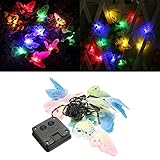 Solar power 10 butterfly led lights fairy string outdoor garden