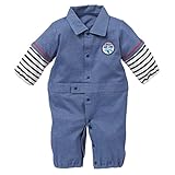 西松屋 [EFD] 鹿の子デニム調レイヤード袖ボーダー長袖コンビドレス 【新生児50-60cm】