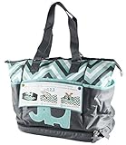 Tender Kisses "Zigzag Elephant" Diaper Tote with Rest Station - aqua, one size by Tender Kisses [並行輸
