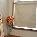 カーテン研究所≪二級遮光リネン風ナチュラル厚地小窓カーテン ベージュ≫ 幅40cmx丈90cm 1枚入り 2級遮光 カフェカーテン 目隠し のれん 遮熱 保温 洗える ナチュラル シンプル