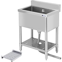 Amazon.co.jp: 業務用 シンク 1槽式 高さ800mm ステンレス 1.2mm厚