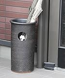 信楽焼　小窓まねき猫傘立て　しがらき焼　笠立て　陶器　おしゃれ　kt-0243