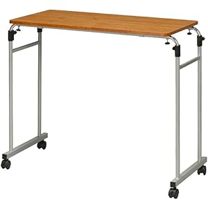 タンスのゲン ベッドテーブル 伸縮式 【組立品】 キャスター付き サイドテーブル 高さ調節 昇降 ブラウン 25110074 01 【71804】