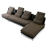 LOWYA （ロウヤ） ソファ カウチソファ コーナーソファ 4人掛け ファブリック生地 PVCレザー ブラウン おしゃれ 新生活