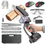 チェーンソー 充電式【2026年新登場·造園会社監修】電動 チェーンソー 小型 電動ノコギリ バッテリー2個搭載 550W大出力 コードレス 省エネ 片手で使う 切断径15cm ミニチェー ンソー 軽量 強力【薪割り/薪作り/枝切り/庭木の剪定】 手袋 ゴーグル ボトル 替えソーチェーン ケース付き