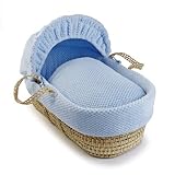 Clair de Lune Honeycomb Palm Wicker Moses Basket (Blue) by Clair de Lune