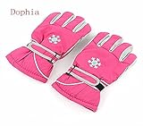 子供のスキー手袋暖かいフルフィンガーグローブ防風フリースの手袋に乗って屋外のスキー手袋 (Rose)