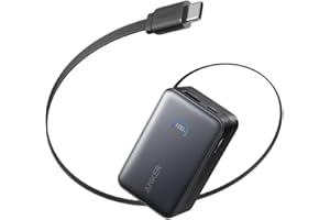 Anker Nano Power Bank (10,000 mAh, 45 W, Retractable USB-C Cable), 10,000 mAh 45 W Output / LED Display / Integrated USB-C Cable / Retractable Cable / Compatible with iPhone 17 / 16 / 15 Series