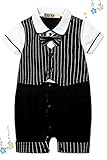S'Mベビーフォーマ男の子セレモニーロンパースタキシードベストストライプ結婚式宮参り