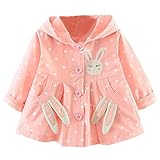 Kukiwaウサギ、刺繍、ウインドブレーカーコート おしゃれ 子供服 ベビー服冬 長袖秋冬防寒着 厚手 ジャケット子供 赤ちゃん服 キッズこーと女の子 暖かい プレゼント (85CM, ピンク)