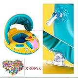 a-coolベビー水泳ボートインフレータブルスイミングプールサンシェード魚飛行船フローティングおもちゃ+ 30個海洋ボール