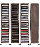 ワイシャツ収納ラック(ブラウン) 【縦型】22段　クローゼットの隅で活躍する省スペースで大量収納♪