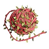 Kesoto ​人工葉ガーランド　編組籐　耐久性　自然　編組ラタン　DIY　約20m　全３色 - 赤