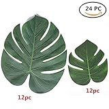 Eyech 24個Tropical Leaves PlamテーマLeavesデコレーションハワイアンパーティーデコレーションジャングルビーチテーマテーブルデコレーション