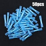 Hilitchi 50個ナイロン絶縁熱収縮突合せ端子電気ワイヤクリンプコネクタ(黄色、12 – 10 AWG ) HHBB50