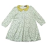 【H28年春物】 nico hrat(ニコフラート) 製品洗い加工済み 綿レーヨン天竺葉っぱ柄長袖ワンピース 100cm/OB NO.B-260802