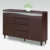 日本製 木製 幅120cm リビングキャビネット ブラウン 完成品