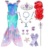 [IKALI] プリンセス ドレス 豪華11点セット ハロウィン コスプレ スチューム 子供用 仮装 衣装（ドレス＋手袋＋杖+ウィッグ+クラウン+ネックレス＋イヤリング＋ブレスレット+ゆびわ）140