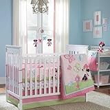 5 pieces Disney Minnie Mouse Butterfly Charm Crib Bedding Set Bumper Included by Crown Crafts