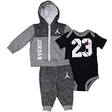 NIKE(ナイキ)エア・ジョーダン 黒グレーエレファント柄フード付きジャケット上下3点セットト (0-6months（身長約60-70cm）) [並行輸入品]