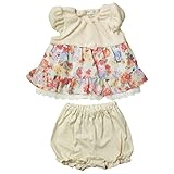 《H28年秋冬物》(日本製) Pample Mousse(パンプルムース) プードル起毛&シフォン花柄切替スーツ 90cm /IV NO.DP-63405