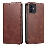 PinLiSheng iPhone 12/12pro ケース 手帳型 アイフォン12/12pro カバー PUレザー マグネット式 耐衝撃 落下防止 カードポケット付き スタンド機能 軽量 薄型 360度全面保護いPhone 12/12pro 6.1インチ対応 (ブラウン, iphone 12/12pro)