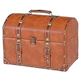 トランク型収納ケース ( 収納ボックス ) 合成皮革使用 幅34cm×奥行24cm×高さ24cm MUD-6010LBR ライトブラウン