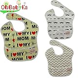 Ohbabyka3点セット スタイ よだれかけ スーパービブ お食事エプロン 防水 袖なし 保育園 お食事用防水ビブ 女の子 男の子 ベビーロンパース (SZY020410)