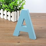 木製吊り壁文字A - Z – ブルー装飾壁Letter For Children 's Nursery赤ちゃんの部屋、ベビー名前と女の子寝室飾り ブルー BELU-100