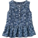 OSHKOSH(オシュコシュ) プリントシャンブレーペプラムトップ シャンブレー トップス半袖シャツ 2歳【並行輸入】