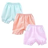 ハイキングフライ(Hikfly)3枚組ベビー服女の子 赤ちゃん柔らかい綿バブルパンツブルマ (グリッド)