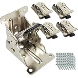 MSMint 折れ脚 折りたたみ脚 折脚金具 4個 テーブル チェアー 椅子 イス 机 デスク 修理 金具 ネジ付 DIY (シルバー/銀)