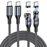 VAFOTON 240W対応 9pin マグネット 充電ケーブル【1M+1.8M】540度回転 5A超急速充電 データ転送可 アダプタ付き USB-C to Type-C PDケーブル Book/Pro/phone/Android等対応 磁石 磁気 防塵 着脱式（ブラック）