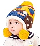 【SEBLES】 ベビー ぼんぼん キュート ニット 帽子 赤ちゃん 6カ月 ～ 4歳 全5色 サイズ 44cm ～ 51cm クロスセット (イエロー)