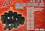 ATD Tools ATD-4106 14 Piece .5 in. Drive 6 Point Metric Standard Impact Socket Set