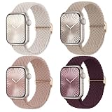 【4枚入り】Suitisbest コンパチブル アップルウォッチ バンド 編み込み 42mm 41mm 40mm 38mm Apple Watch ナイロンバンド 伸縮性 ゴム アップルウォッチ スポーツバンド Series 10 9 8 7 6 5 4 3 2 1 SEに対応 長さ無段階調整 柔軟 通気 防汗
