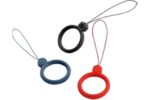 CinoCase フィンガーストラップ スマホ ストラップ 3本入り リングストラップ 携帯 落下防止 ブラック レッド サファイアブルー