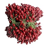 Lovoski ダブルヘッド　花装飾素材　フルーツ　造花　人工ベリーゴールド　約500本1000頭　全5色 - 暗赤色